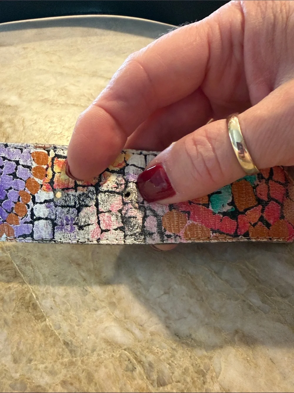 Multicolor Textured Women's Belt with Statement Gunmetal Buckle